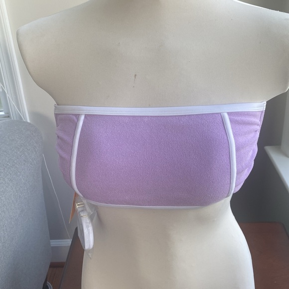 Kona Sol Bandeau Terry Cloth lavender & White Swim top NWT Size Medium - Picture 8 of 8